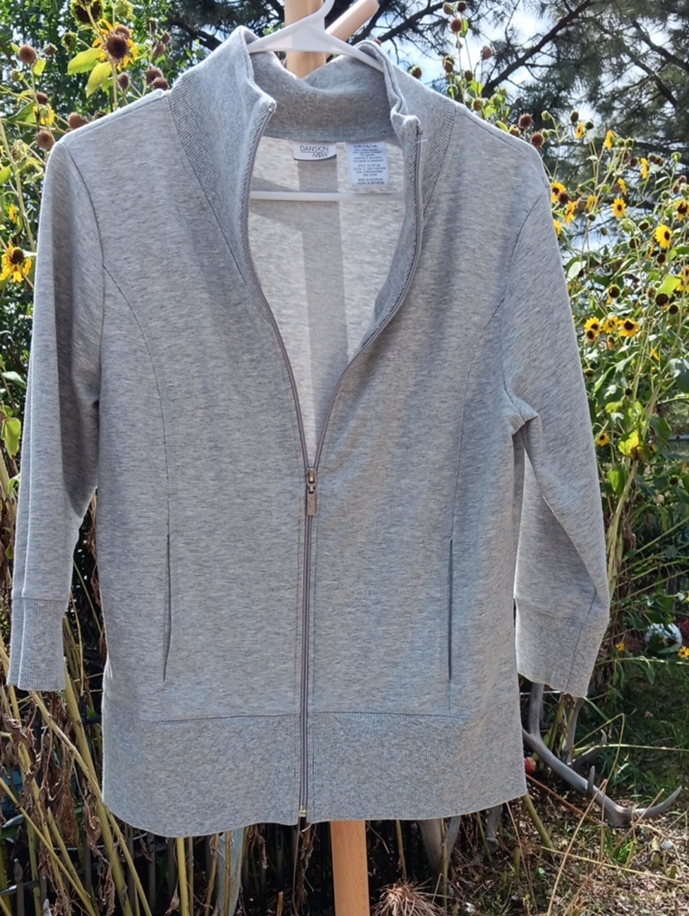 Danskin Light Gray Full-Zip Bomber Jacket